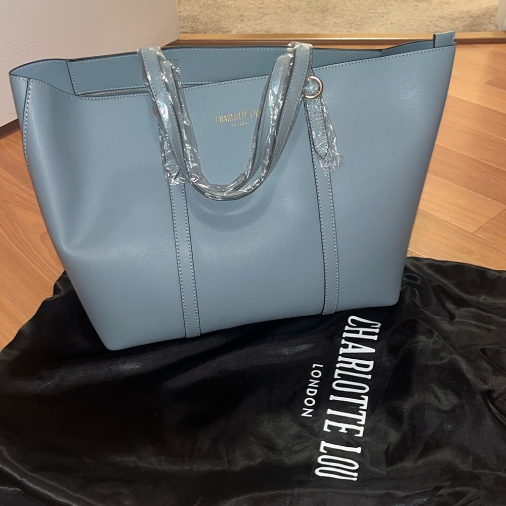 Dusty Blue Leather Tote